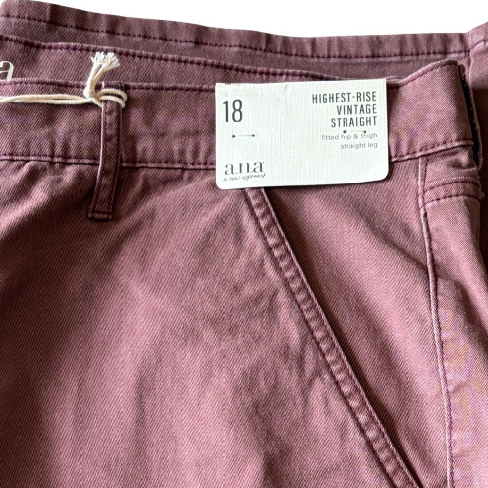 NEW a.n.a Highest-Rise Vintage Straight Leg Pants Burgundy Mauve Size 18